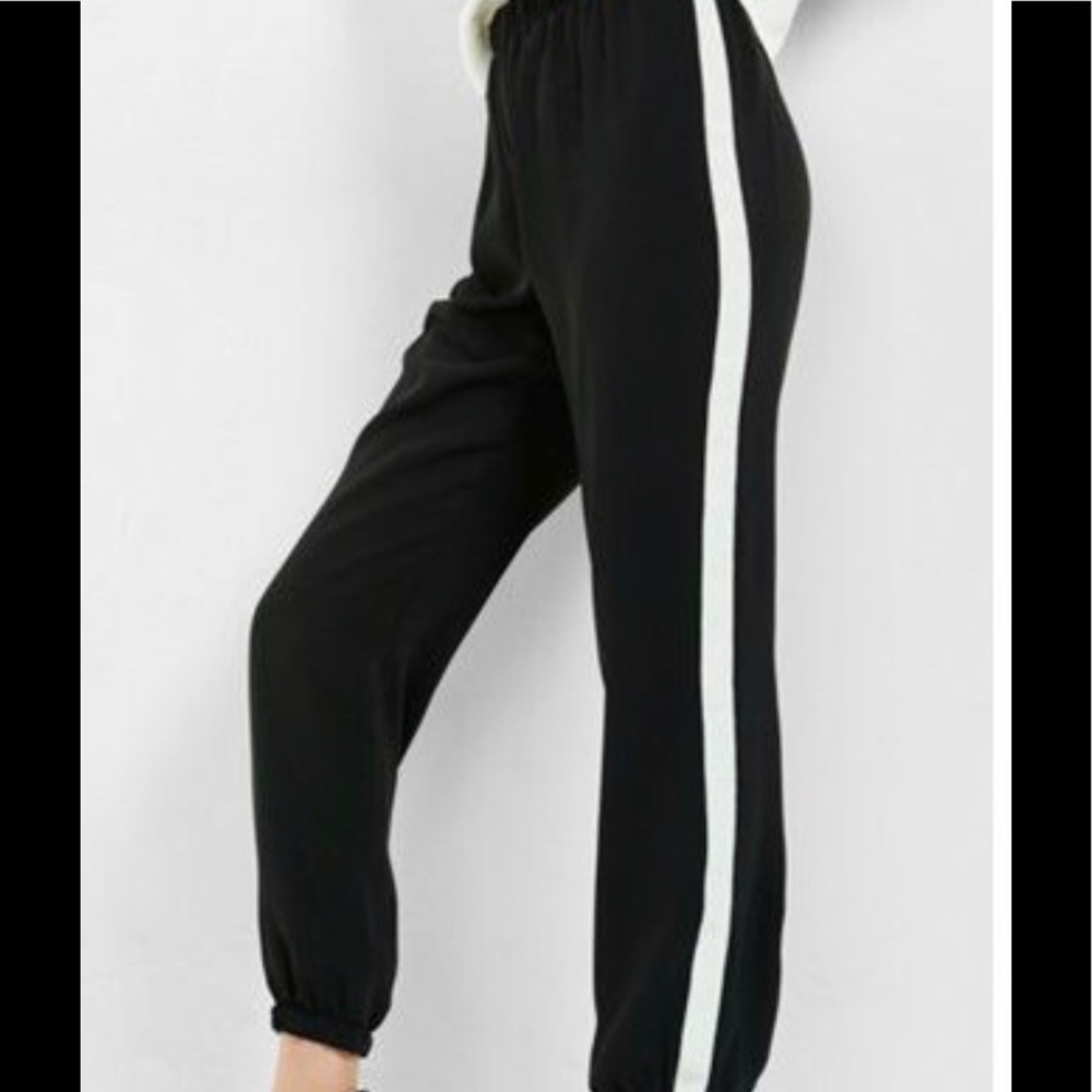 Theory Silk Jogger pants with white stripe XS/P